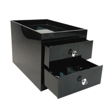 Factory Wholesale High Quality black desk organizer with 2 Drawers Acrylic storage drawers Box plastic table collection box